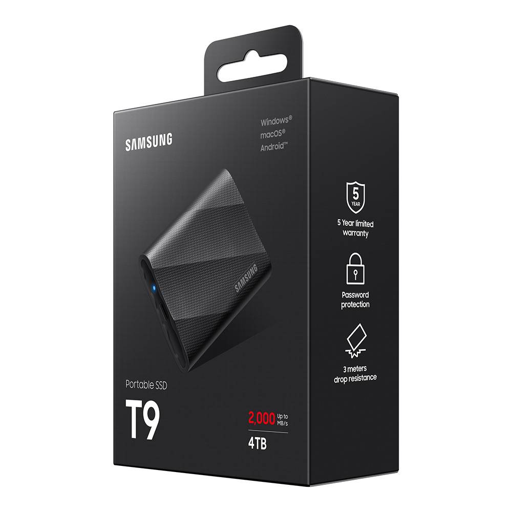 SSD Externo Samsung T9 4TB USB 3.2 Gen 2x2 Type-C Preto | PCDIGA
