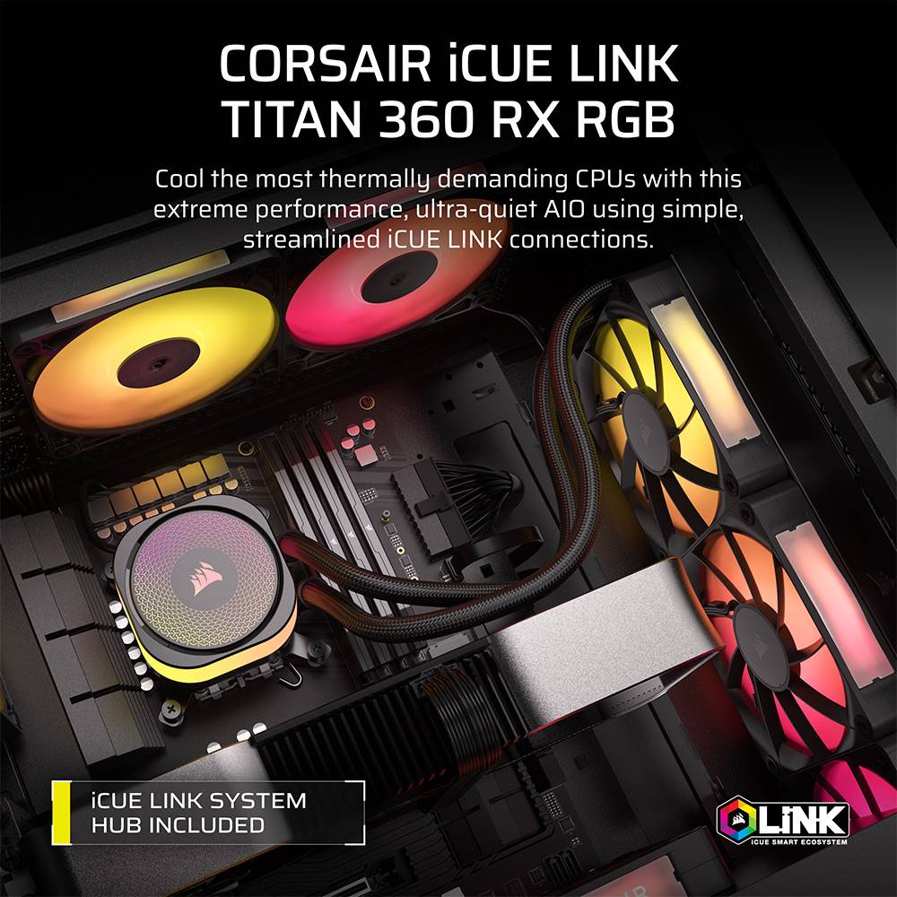 Water Cooler CPU Corsair iCue Link Titan 360 RX LCD 360mm Preto