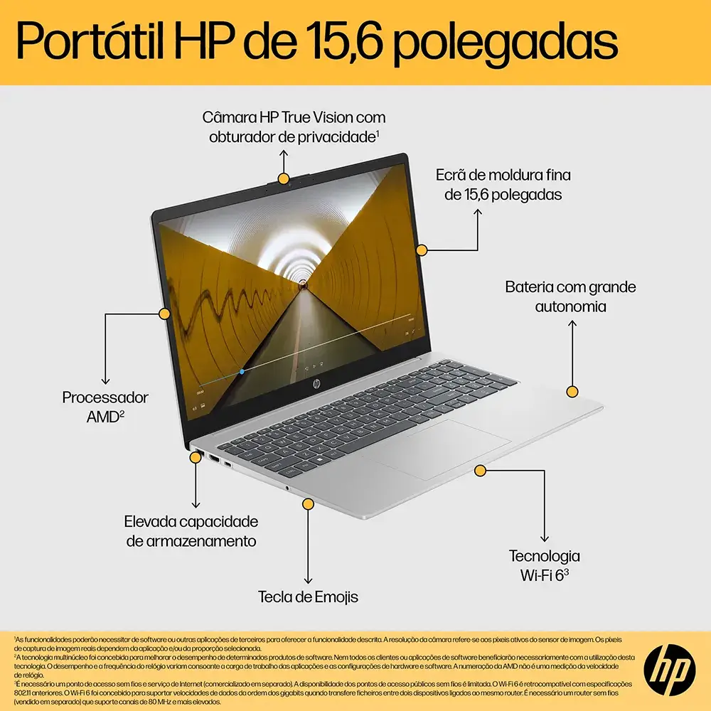 Portátil Hp Camara Pc Hp Portátil HP Laptop 15-fc0008np Prateado