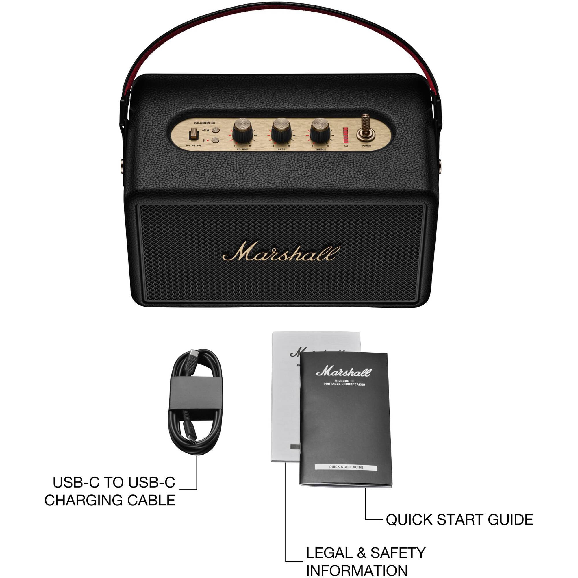 Coluna Portátil Marshall Kilburn III Bluetooth Black & Brass | PCDIGA