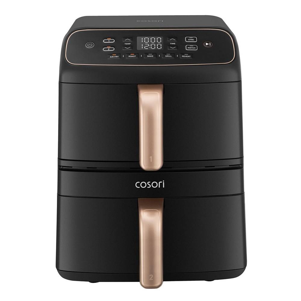 Fritadeira Air Fryer (Sem Óleo) COSORI CAF-DC861-CEUR Turbo Tower Compact 8.6L (2x4.3L) 2630W Preta