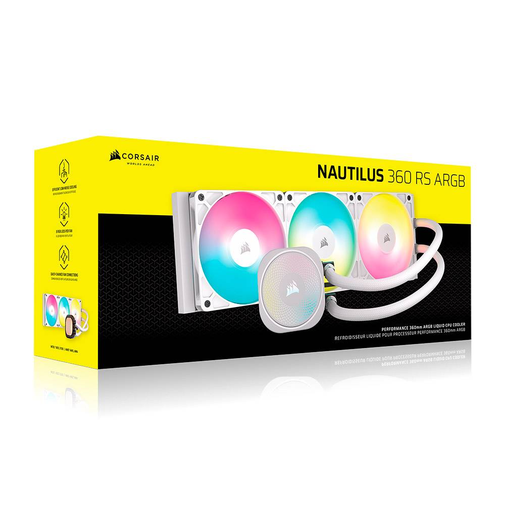 Water Cooler CPU Corsair Nautilus 360 RS ARGB 360mm Branco | PCDIGA