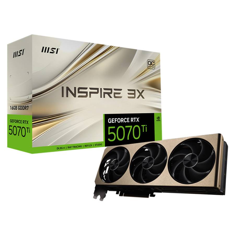 Placa Gráfica MSI NVIDIA GeForce RTX 5070 Ti Blackwell Inspire 3X OC Plus 16G GDDR7 DLSS4