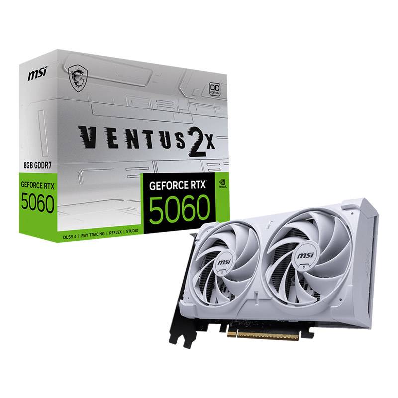 Placa Gráfica MSI NVIDIA GeForce RTX 5060 Blackwell Ventus 2X OC White 8G GDDR7 DLSS4
