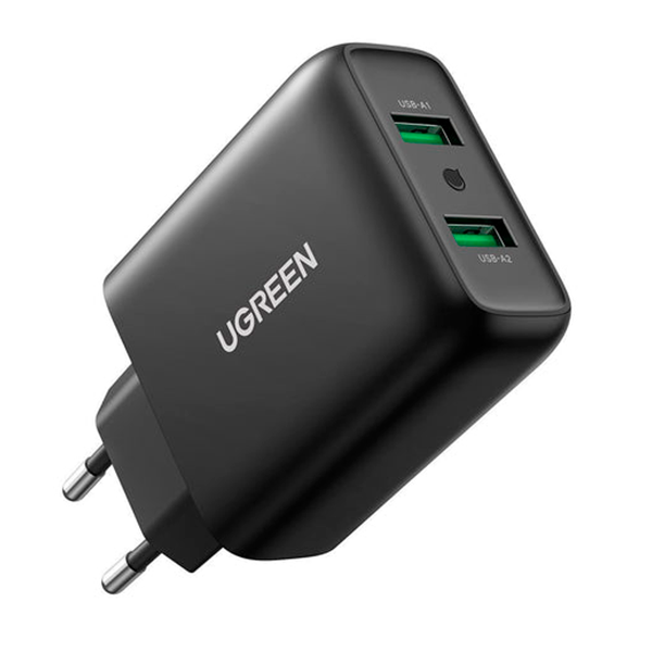 Carregador UGREEN CD161 36W 2x USB-A Fast Charger Preto