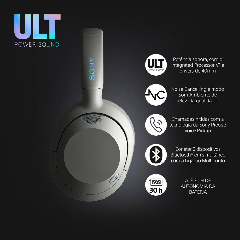 SONY ULT WEAR （WH-ULT900N） Sony WHULT900NB.UC Fones de Ouvido sem Fio com Cancelamento de