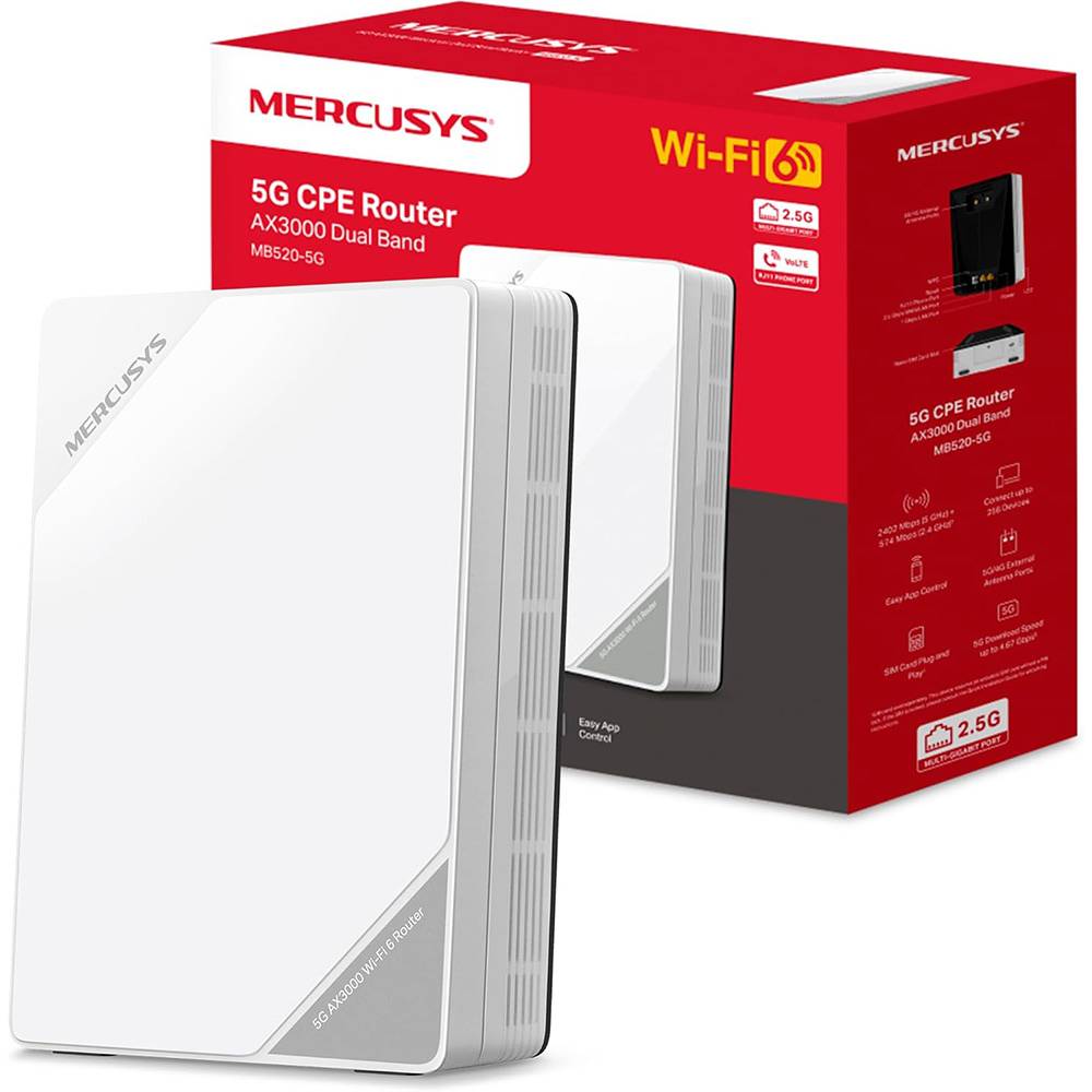 Router Mercusys MB520-5G AX3000 Dual-Band WiFi 6 5G 2.5GbE Mesh | PCDIGA