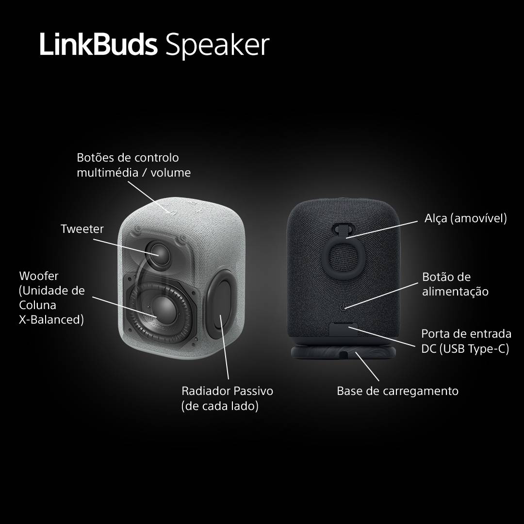 Coluna Portátil Sony LinkBuds Speaker SRS-LS1B Bluetooth Preta