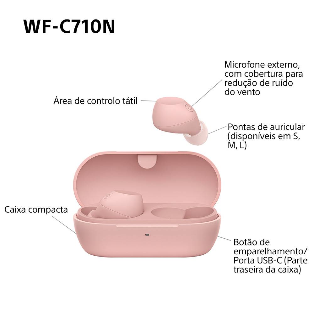 Auriculares Sony WF-C710N Noise Cancelling True Wireless Rosa | PCDIGA