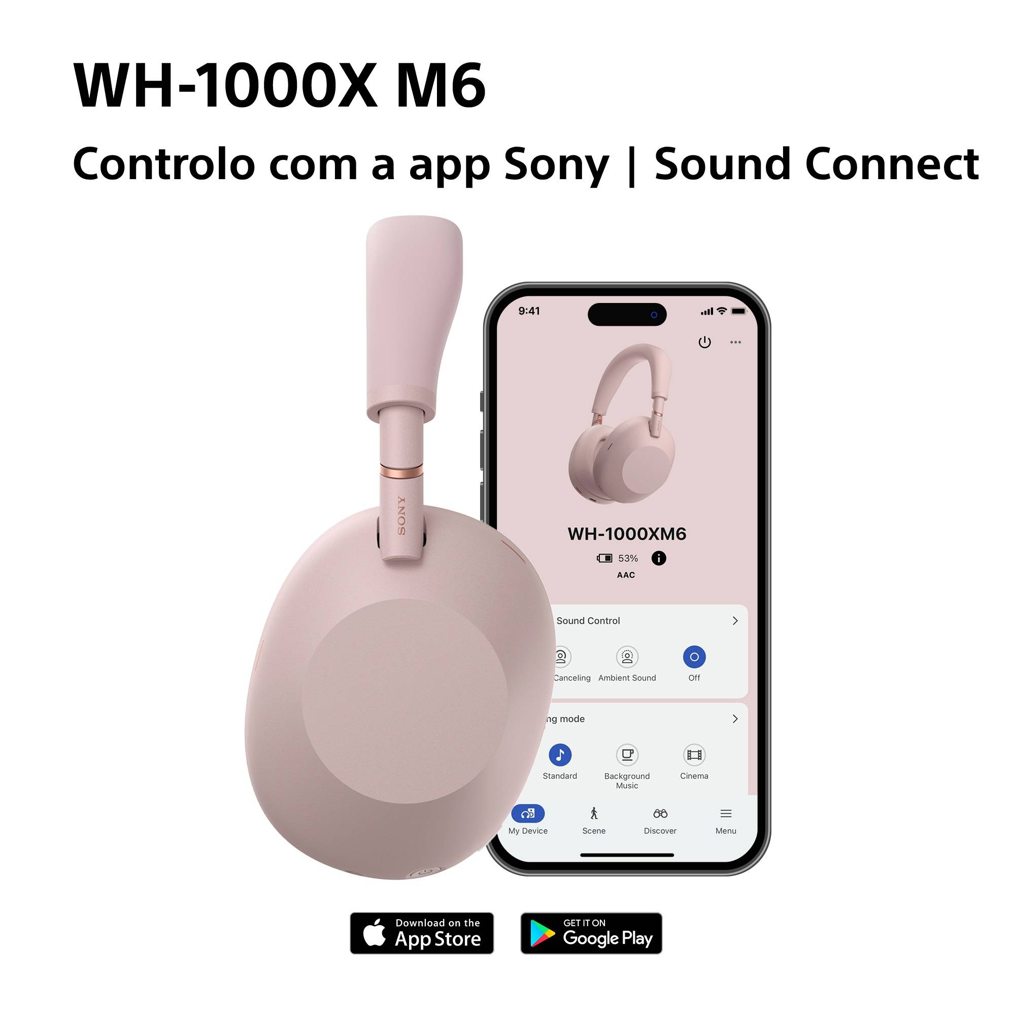 Headphones Sony WH-1000XM6 Bluetooth ANC NFC Rosa | PCDIGA