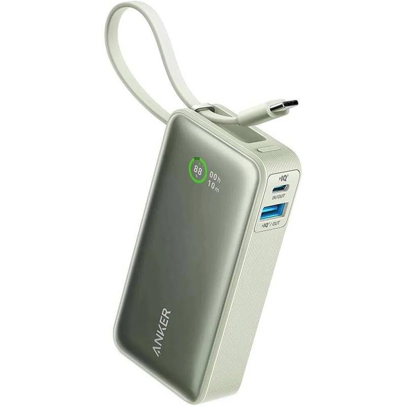Powerbank Anker 545 Nano 10000mAh 30W Verde + Cabo USB-C (Integrado)