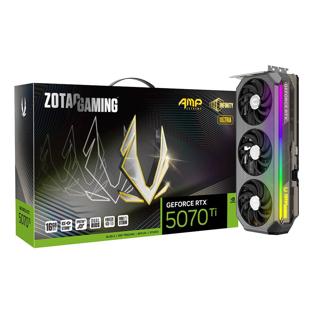 Placa Gráfica Zotac Gaming NVIDIA GeForce RTX 5070 Ti Blackwell AMP Extreme Infinity Ultra 16G GDDR7 DLSS4