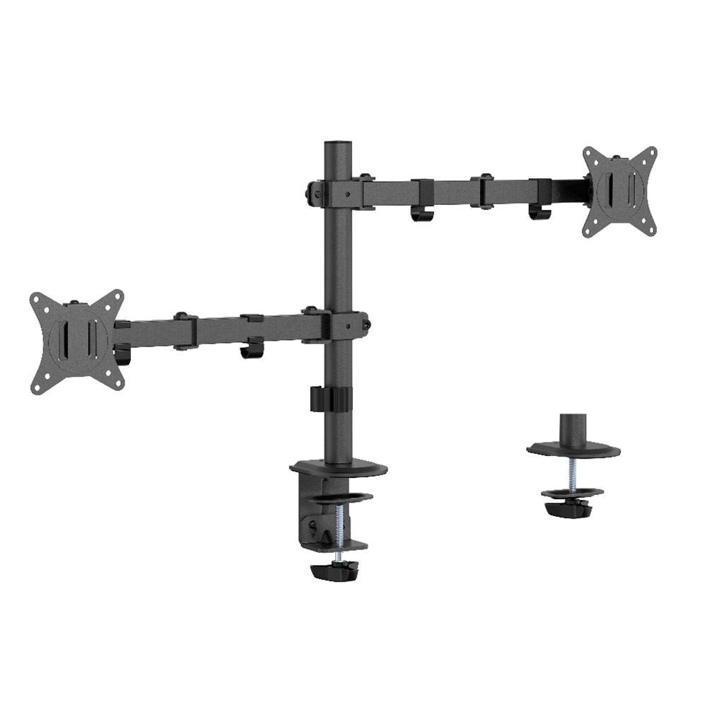 Suporte de Secretária Gembird MA-D2-03 Monitor Desk Mount Dual Arm (Rotação/Inclinação/Retração) 17 - 32 Preto