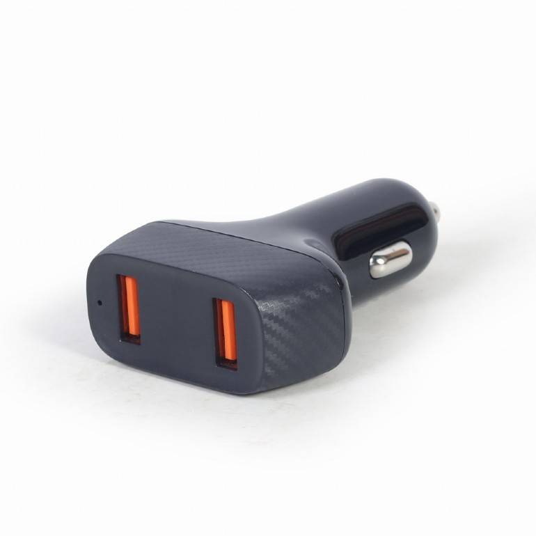 Carregador de Isqueiro Gembird TA-U2QC3-CAR-01 2-Portas USB-A 36W QC 3.0 Preto