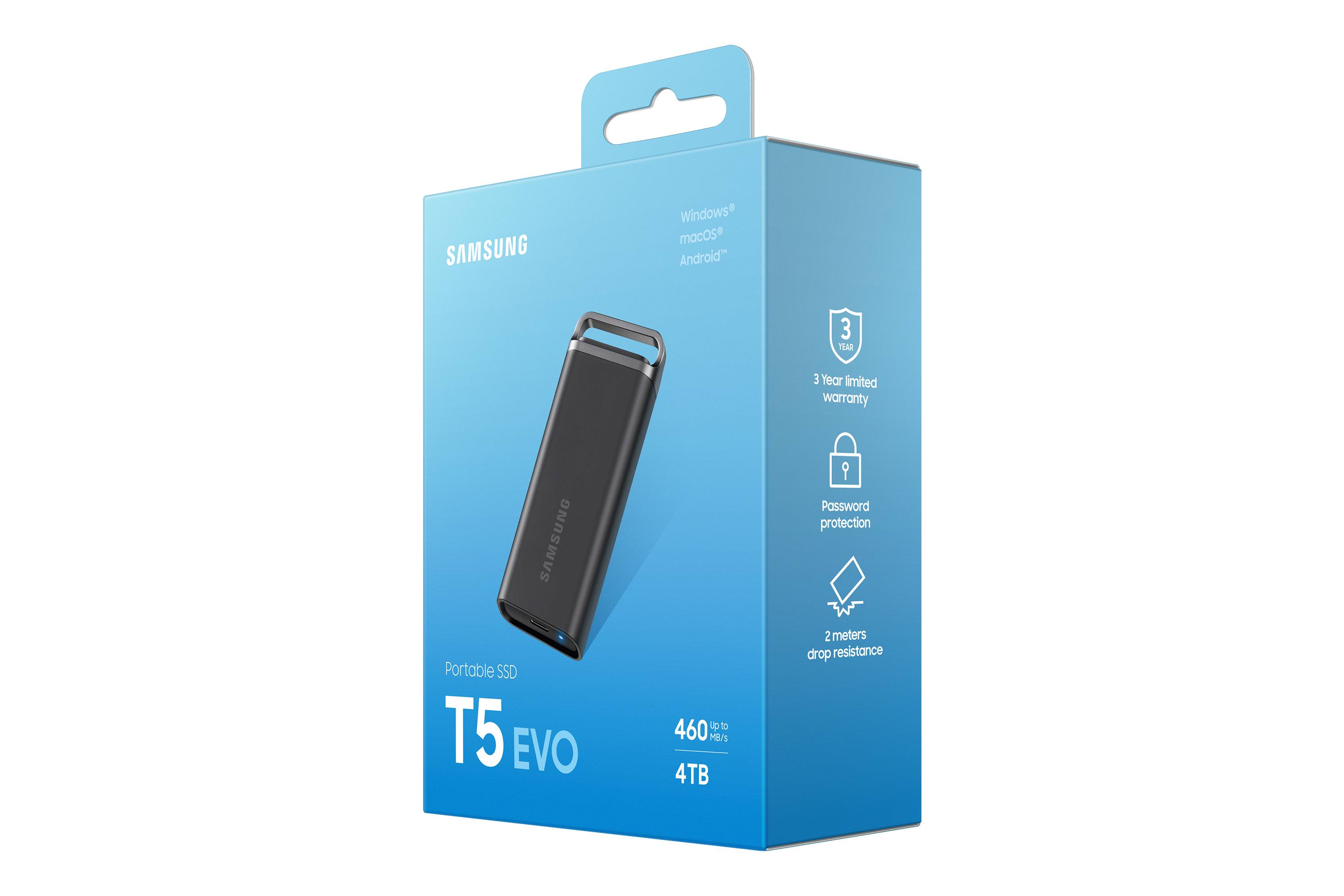 SSD Externo Samsung T5 EVO 4TB USB 3.2 Gen 1 Type-C Preto | PCDIGA