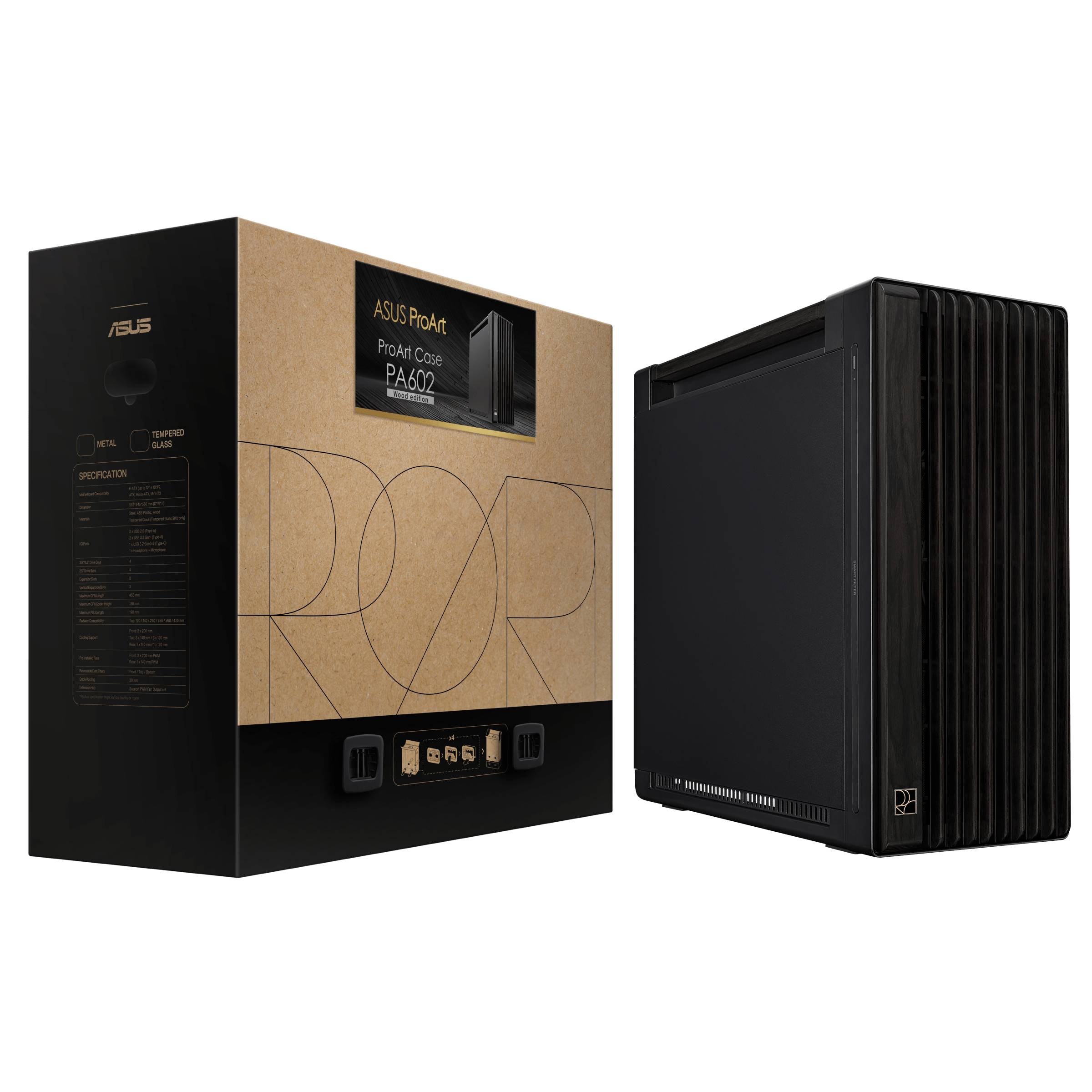 Caixa Extended-ATX Asus ProArt PA602 Wood Edition - Metal Panel