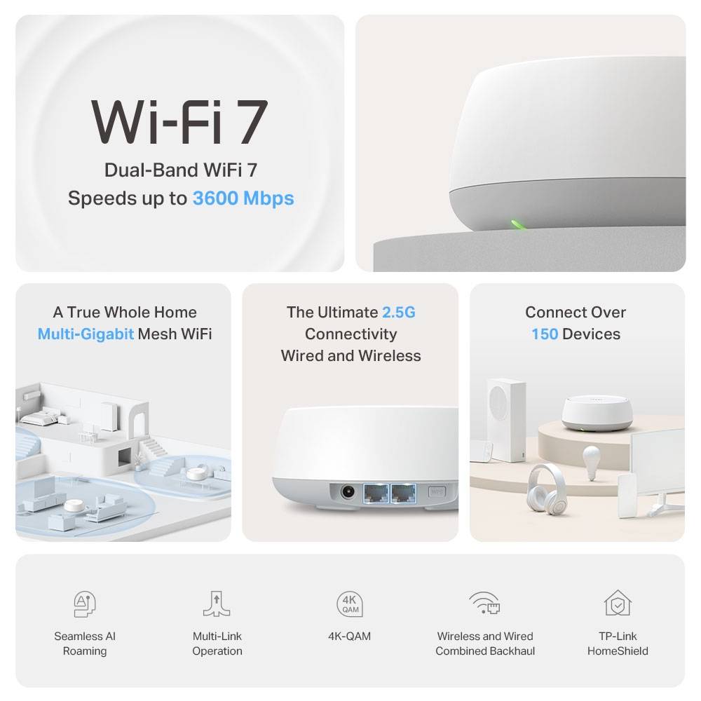 Sistema Mesh TP-Link Deco BE25 BE3600 Dual-Band WiFi 7 2.5GbE