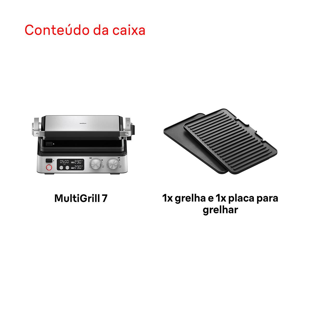 Grelhador Braun MultiGrill 7 CG 7040 2000W Preto/Aço Inoxidável