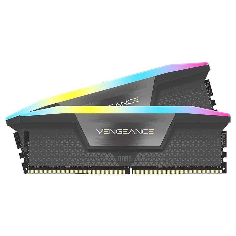 Memória RAM UDIMM Corsair Vengeance RGB 96GB (2x48GB) DDR5-6000MHz (AMD Expo/Intel XMP) CL36 (36-44-44-96) 1.40V Cinzenta