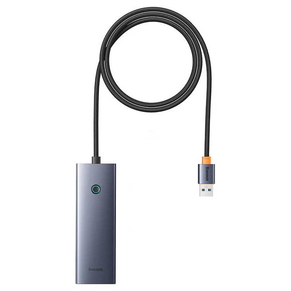 Hub Baseus UltraJoy Series Lite 4 Portas USB-A 3.0 + USB-C 5V 1m Cinza