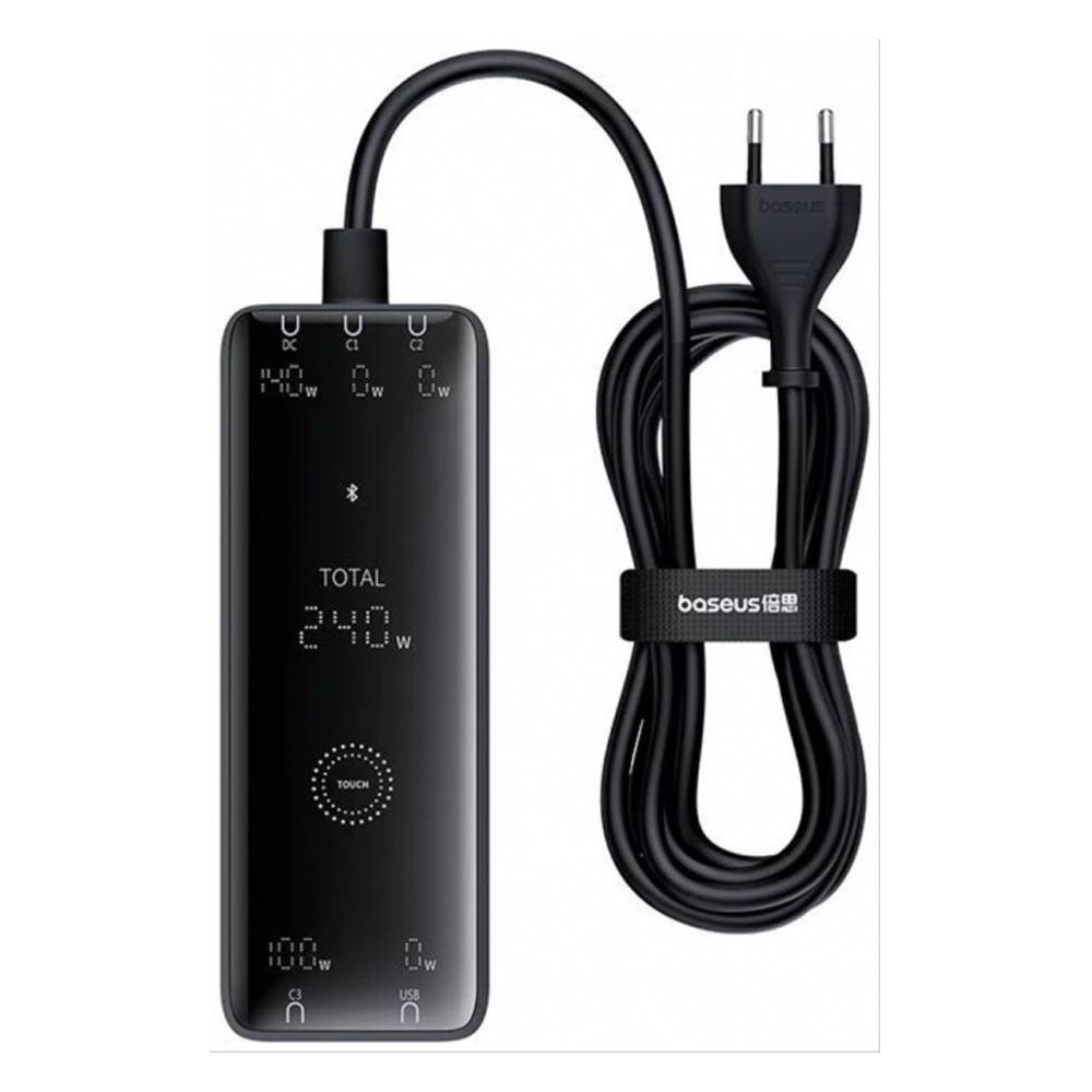 Carregador Baseus Digital Charger GaN 240W 3x USB-C + USB-A + DC Preto