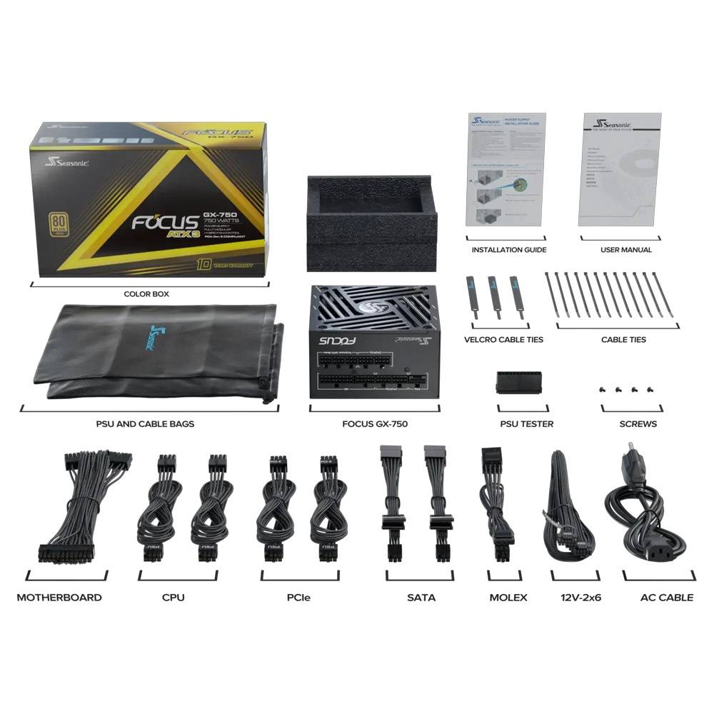 Fonte de Alimentação ATX Seasonic Focus GX-750W V4 ATX 3.1/PCIe