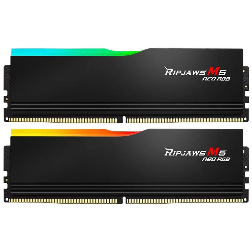 Memória RAM UDIMM G.SKILL Ripjaws M5 Neo RGB 32GB (2x16GB) DDR5-6000MHz (AMD Expo/Intel XMP) CL30 (30-38-38-96) 1.35V Preta