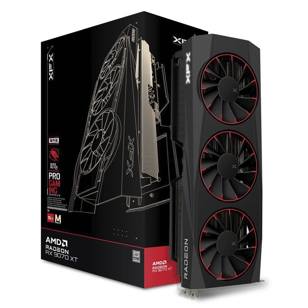 Placa Gráfica XFX AMD Radeon RX 9070 XT RDNA 4 Quicksilver Black Magnetic Air Edition 16GB GDDR6