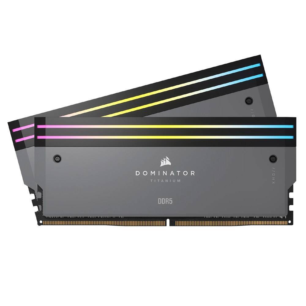 Memória RAM UDIMM Corsair Dominator Titanium RGB 32GB (2x16GB) DDR5-6000MHz (AMD Expo/Intel XMP) CL30 (30-36-36-76) 1.40V Cinza
