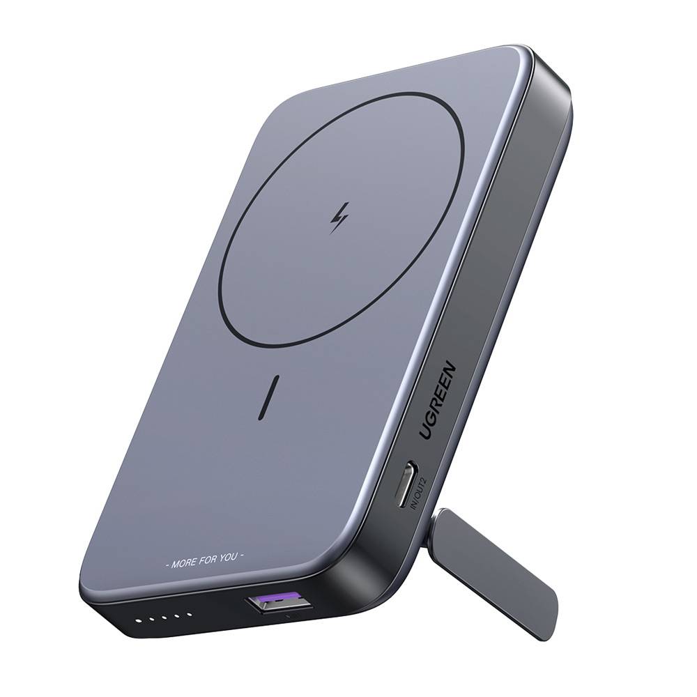Powerbank UGREEN PB206 Magnetic Wireless 10000mAh 22.5W / Qi 15W Wireless Charging Preta com Foldable Kickstand