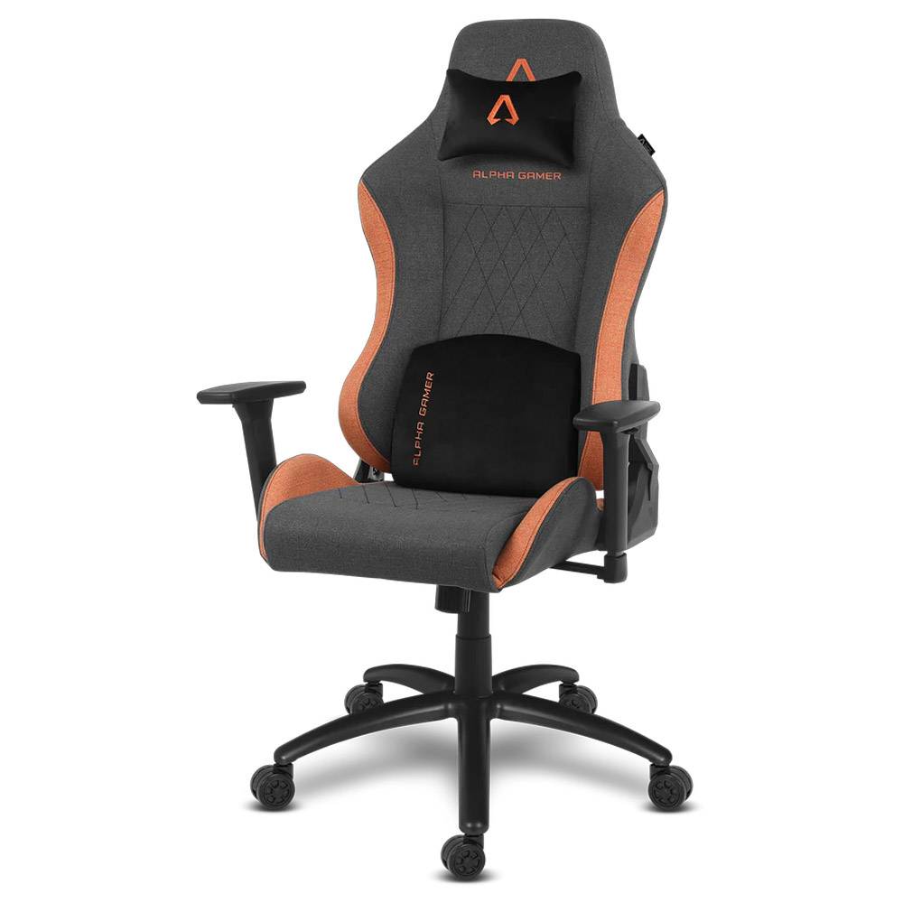 Cadeira Gaming Alpha Gamer Gaia Dark Grey/Orange Fabric V2