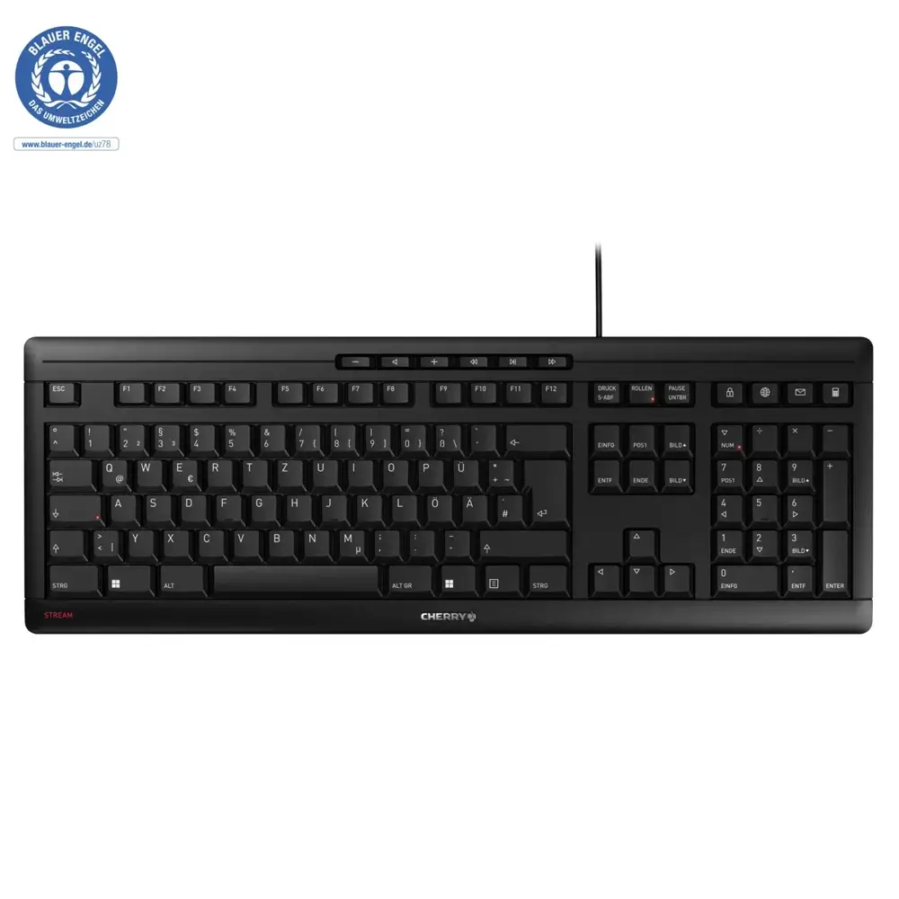 Teclado CHERRY Stream Super Slim Corded PT Preto