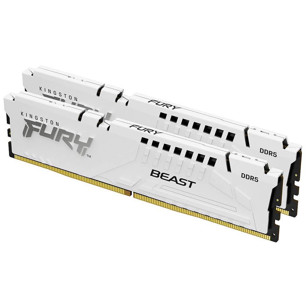 Memória RAM UDIMM Kingston Fury Beast 64GB (2x32GB) DDR5-6400MHz (AMD Expo/Intel XMP) CL32 (32-39-39) 1.40V 2Rx8 Branca