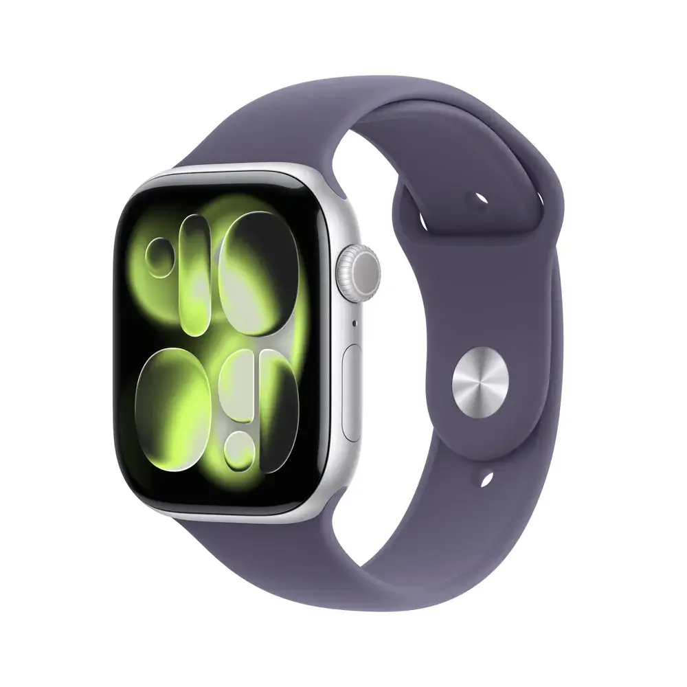 Apple Watch Series 11 GPS + Cellular 46mm Alumínio Prateado c/ Bracelete Desportiva Roxo Névoa - M/L
