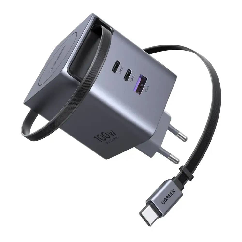 Carregador UGREEN Nexode GaN Infinity 100W 1x USB-A + 1x USB-C + 1x USB ...