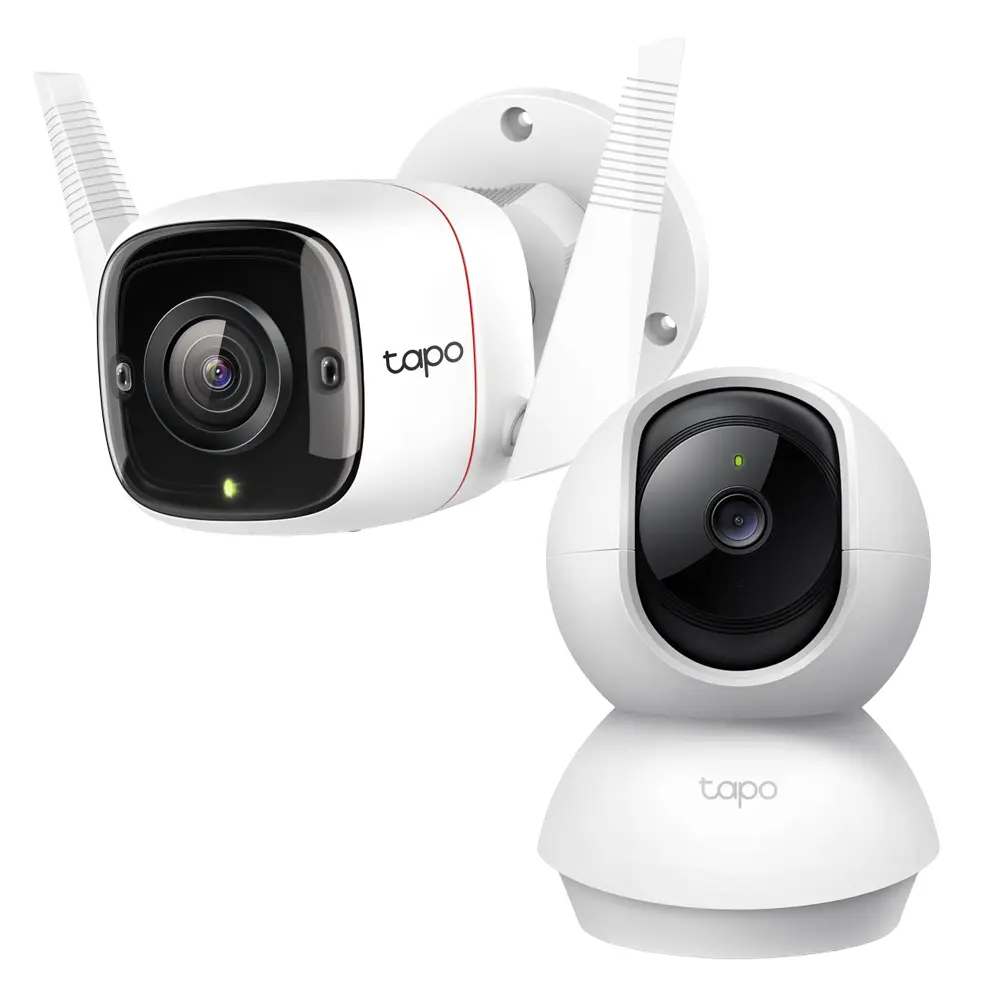 Bundle TP-Link Câmara de Segurança TP-Link Tapo TC65 3MP Outdoor + Câmara de Segurança TP-Link Tapo TC71 2K Pan/Tilt