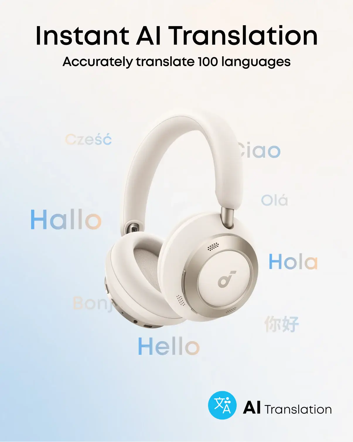 Headphones Anker Soundcore Space One Pro ANC Bluetooth Brancos