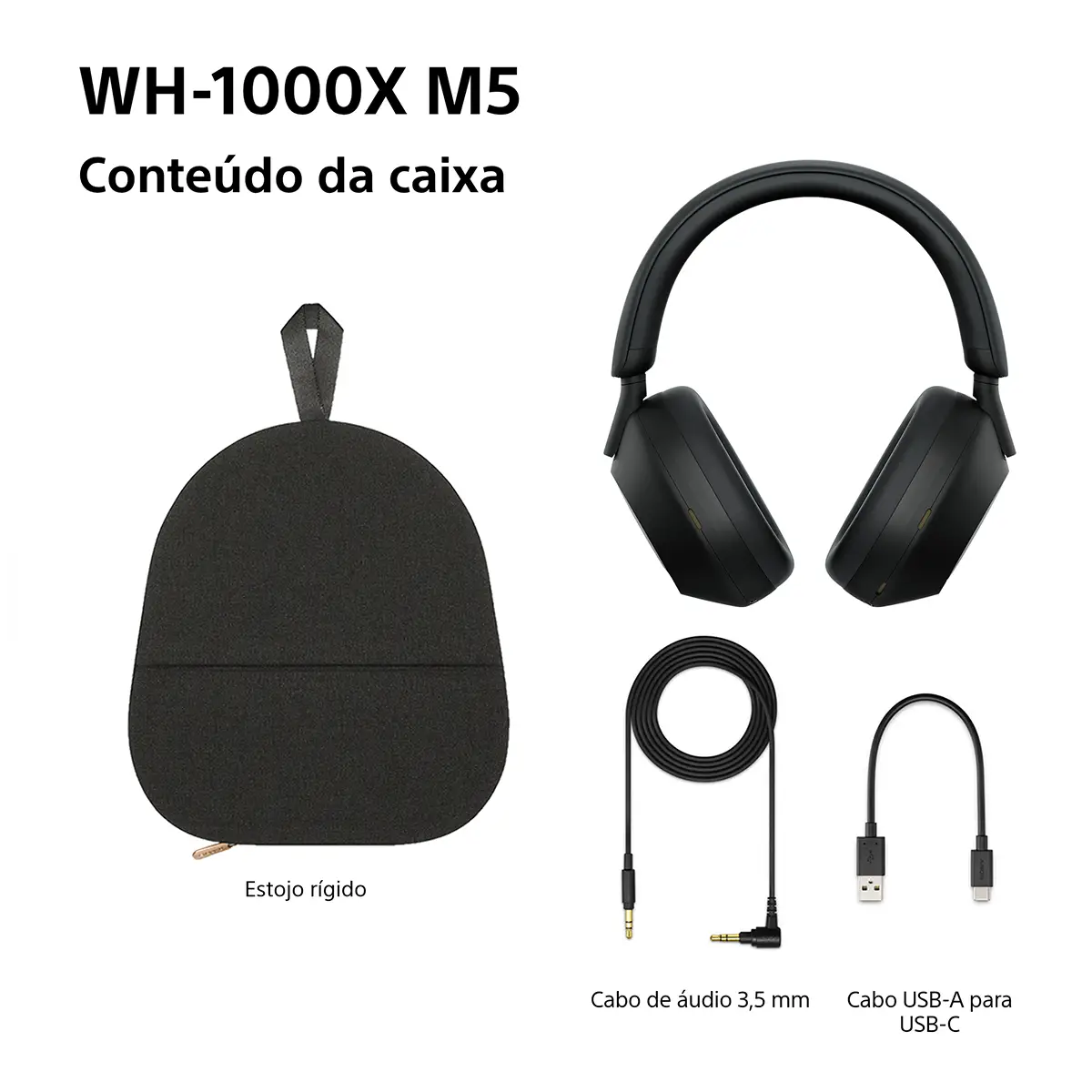 Headphones Sony WH-1000XM5 Bluetooth ANC NFC Pretos | PCDIGA