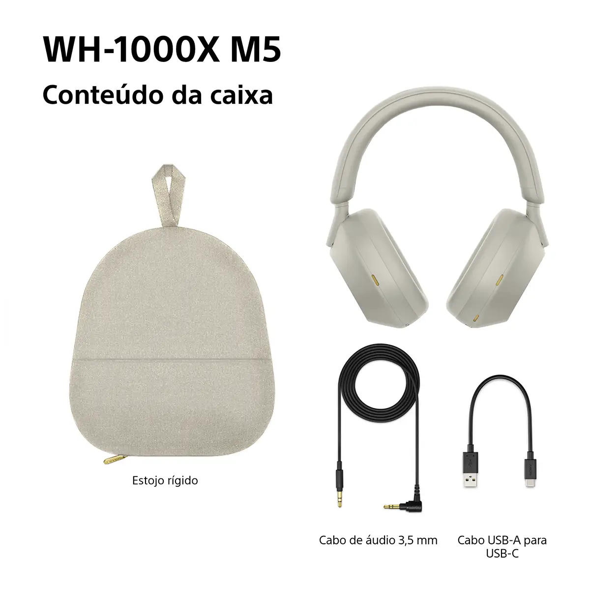 Headphones Sony WH-1000XM5 Bluetooth ANC NFC Prateados | PCDIGA
