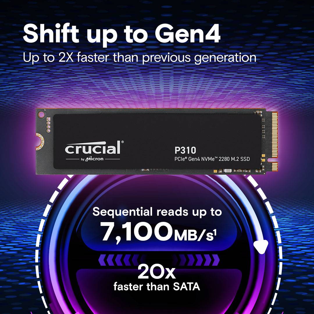 SSD M.2 2280 Crucial P310 2TB QLC NAND NVMe PCIe Gen 4.0x4 | PCDIGA