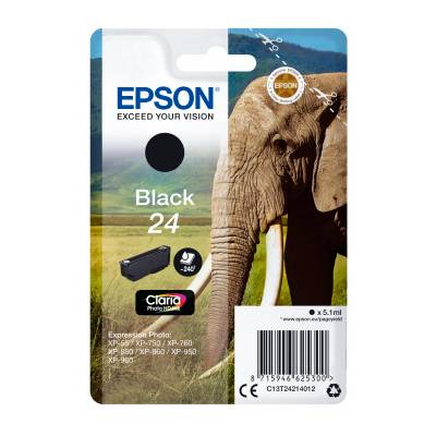 Tinteiro Epson Original Série 24 Elefante Tinta Claria Photo HD Preto