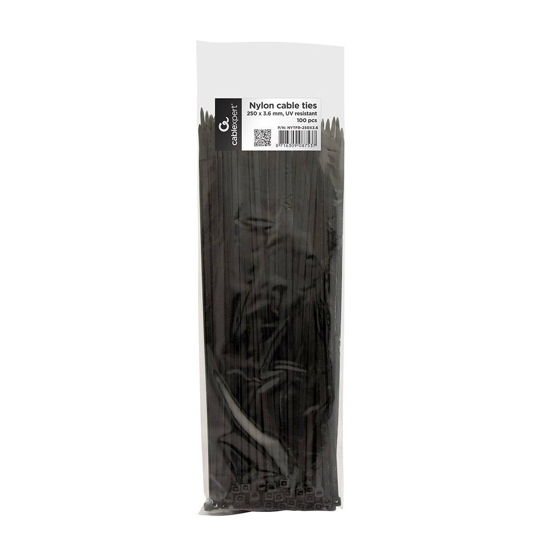 Abraçadeiras Nylon Gembird NYTFR-250x3.6 25cm Pretas (Pack-100)