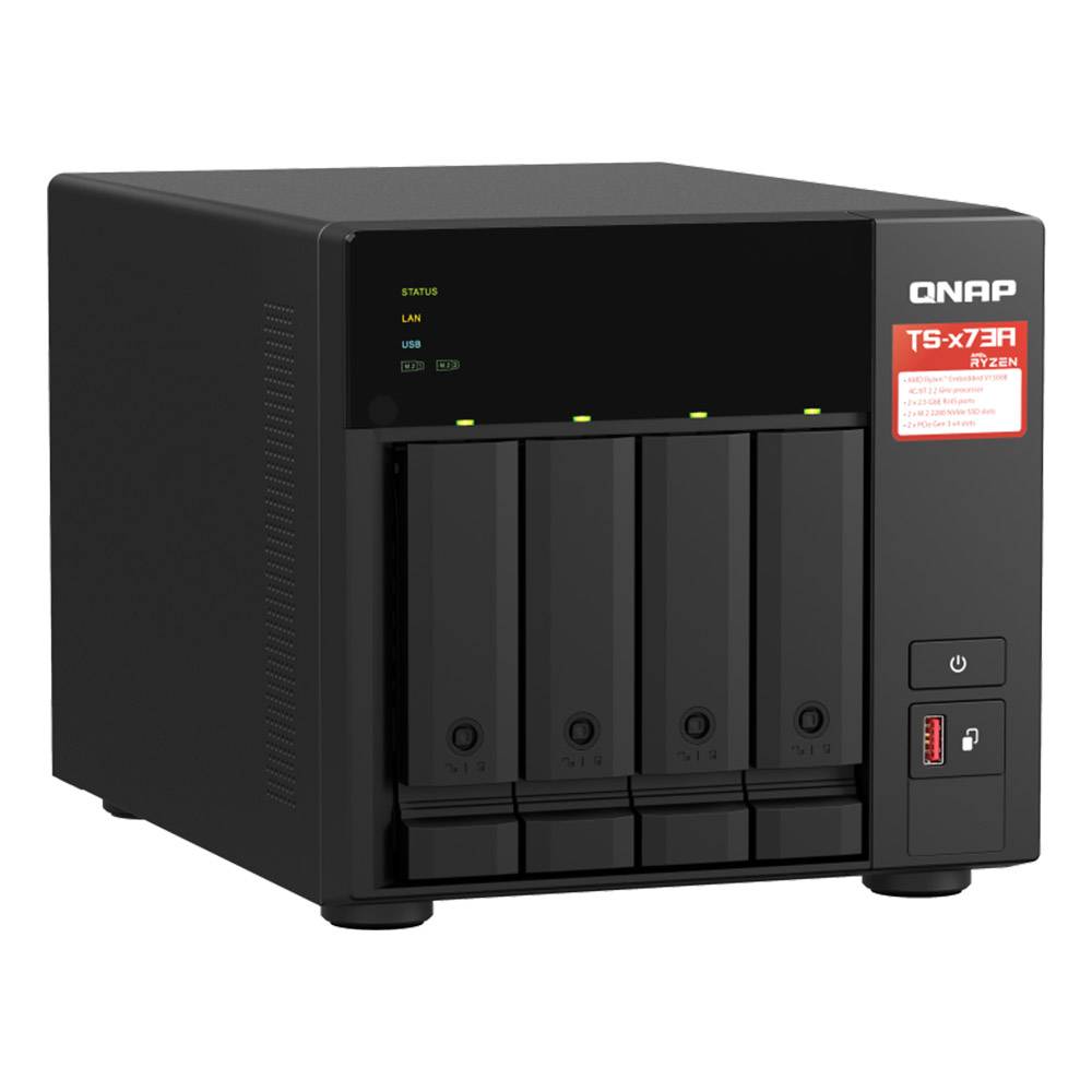 NAS Qnap TS-473A | 4 Baías | CPU 4-Core AMD Ryzen V1500B | RAM 8GB