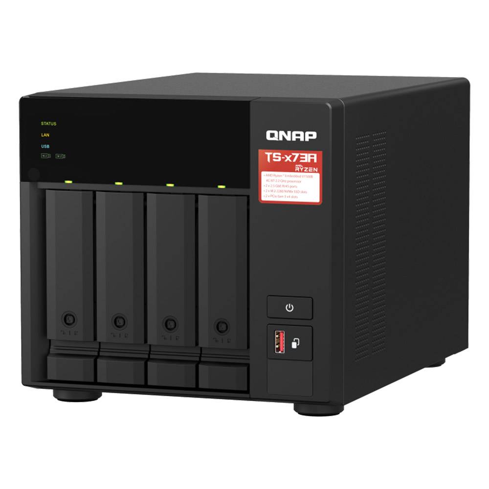 QNAP NAS INTEL 10GbE2 TS-473 4ベイ HDD 8TB NAS Qnap TS-473A | 4 Baías | CPU 4-Core AMD Ryzen V1500B | RAM 8GB