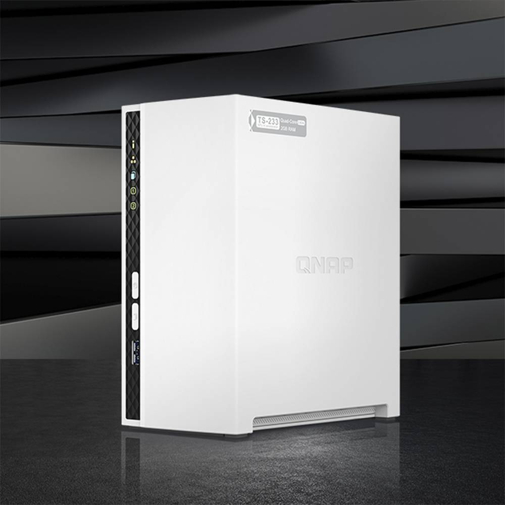 NAS Qnap TS-233 | 2 Baías | CPU 4-Core ARM Cortex-A55 | RAM 2GB