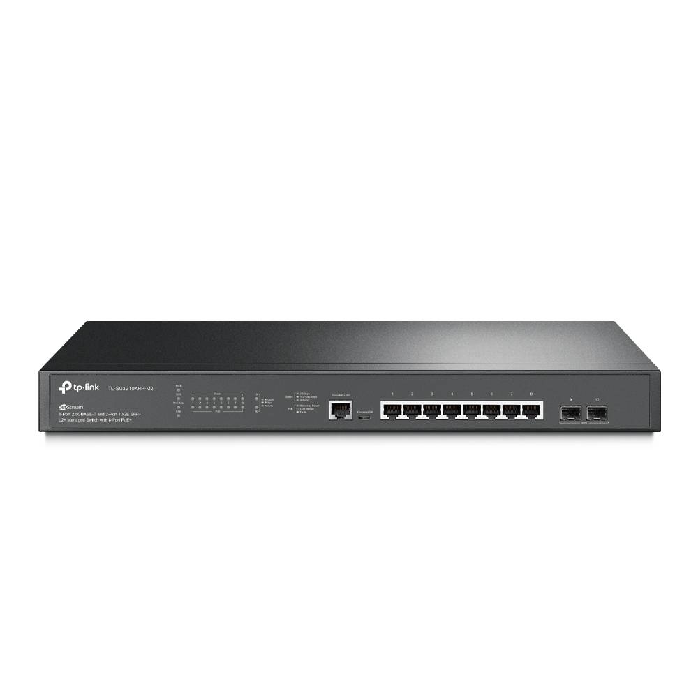 Switch de Rede TP-Link TL-SG3210XHP-M2 JetStream 8 Portas 2.5GbE Managed + 2 Portas SFP+ (10GbE) Rack Mountable