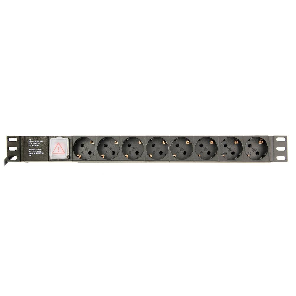 Régua Gembird EG-PDU-014 Power Strip 8 Tomadas Schuko 10A Rack (1U) Preta