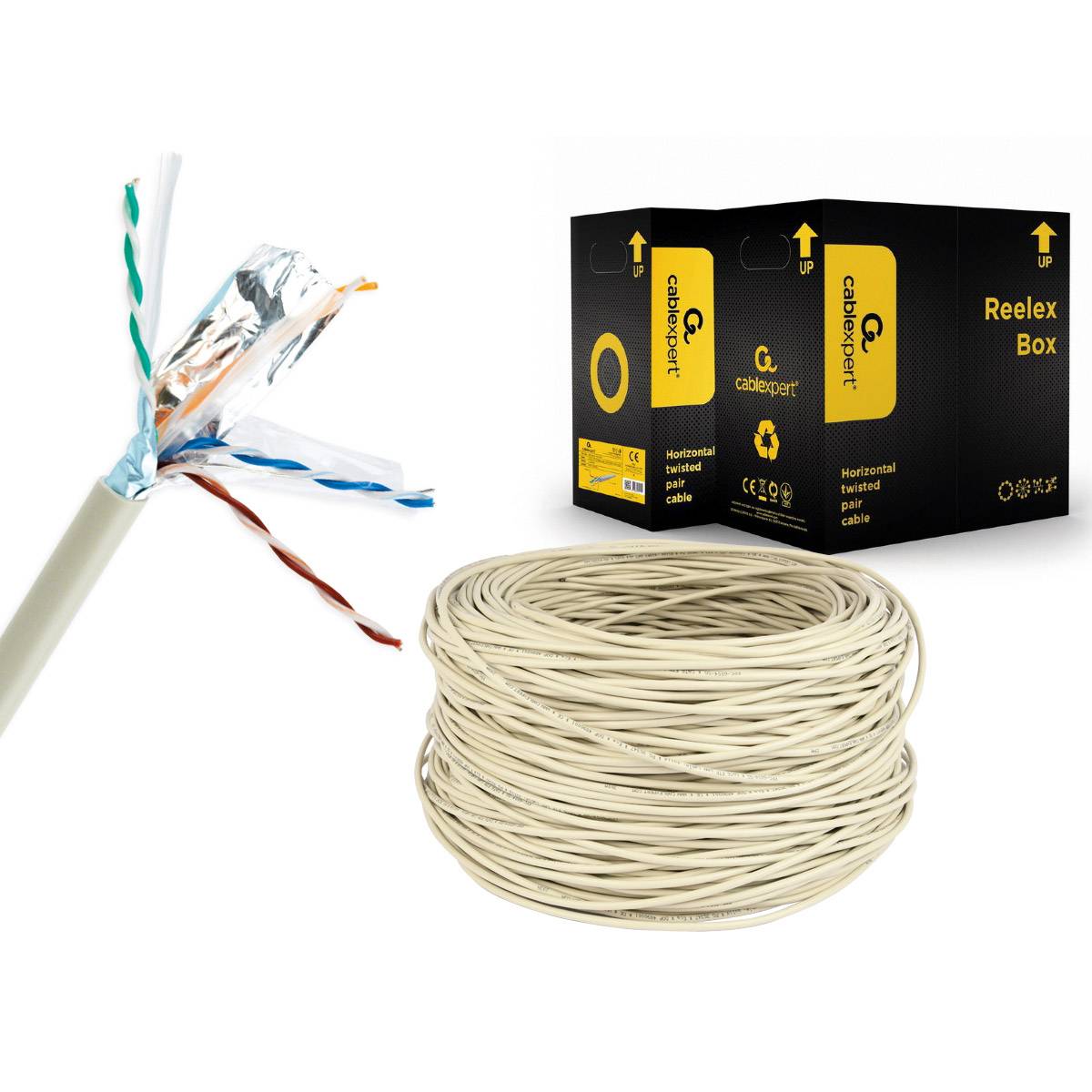 Bobine Cabo de Rede Gembird FPC-6004-SO Cat6 FTP 305m Solid AWG24 Cinzento
