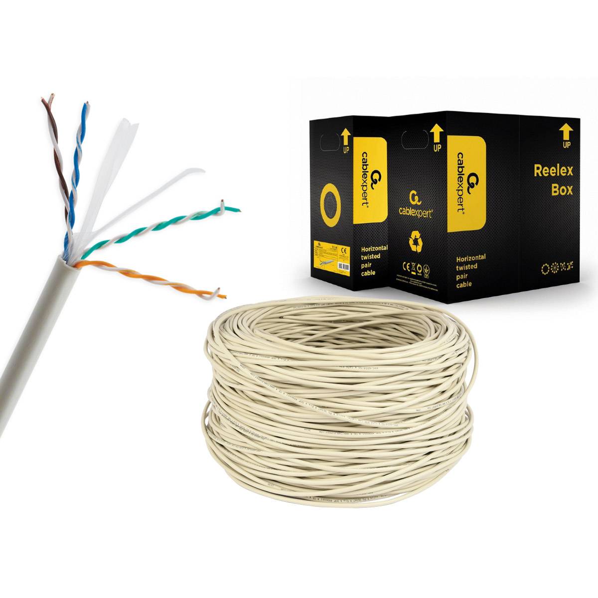 Bobine Cabo de Rede Gembird UPC-6004SE-SOL Cat6 UTP (Premium CCA) 305m Solid Eca Cinzento