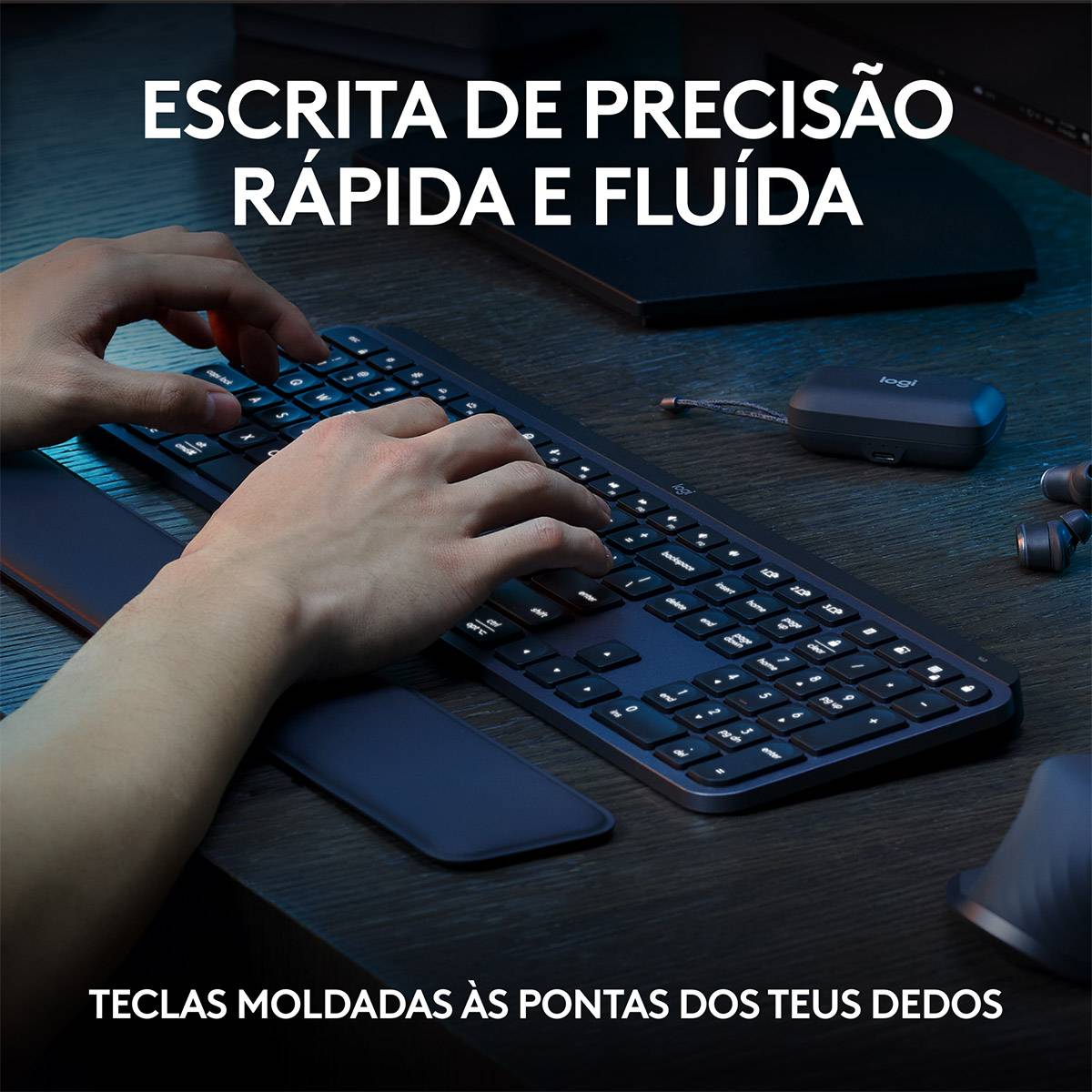 Teclado Logitech MX Keys S Bluetooth PT Graphite Rato Óptico
